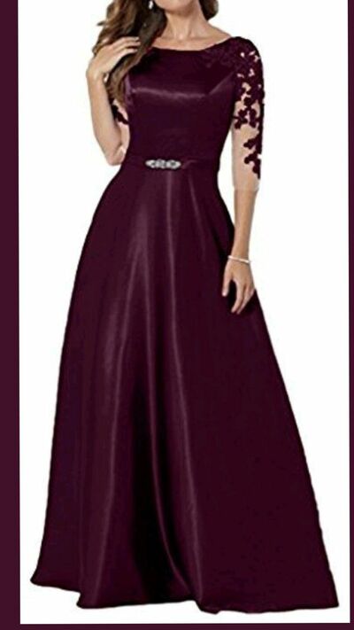 Elegant Burgundy Wine Red Mother of Bride/ Groom Dress Simple Lace Evening Formal Gowns Prom Dress