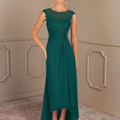 Elegant blue mother of bride/ groom dress simple lace evening formal gowns prom dress