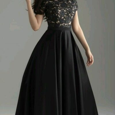 Elegant black mother of bride/ groom dress simple lace evening formal gowns prom dress