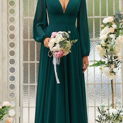 Elegant green mother of bride/ groom dress simple evening formal gowns prom dress