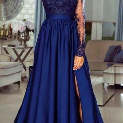 Royal blue mother of bride/ groom dress simple lace evening formal gowns prom dress