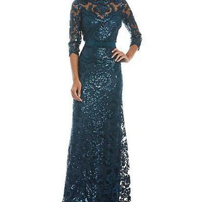Elegant green mother of bride/ groom dress simple lace appliques evening formal gowns prom dress