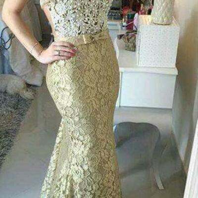White and yellow mother of bride/ groom dress simple lace evening formal gowns prom dress