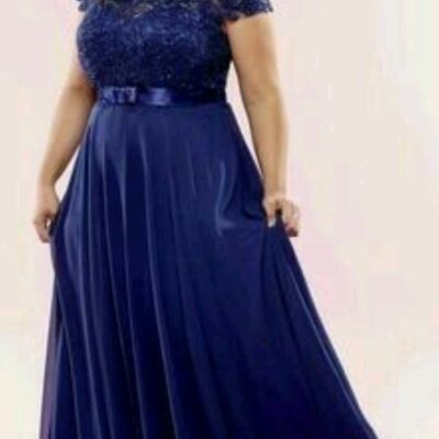 Navy blue mother of bride/ groom dress simple lace evening formal gowns prom dress