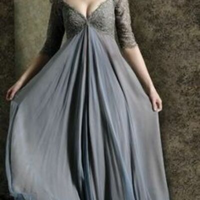 Grey mother of bride/ groom dress simple lace evening formal gowns prom dress