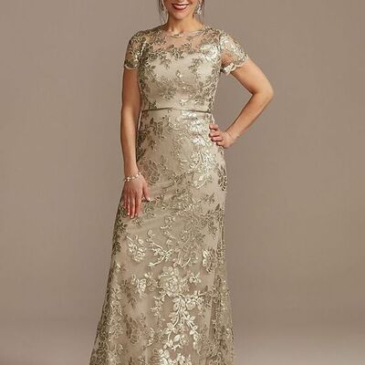 Golden mother of bride/ groom dress simple lace evening formal gowns prom dress