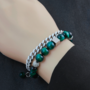 Unisex Green Stone Chained Bracelet-1