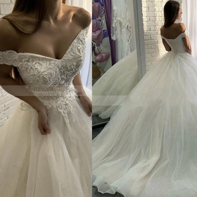 Sparkly Wedding Dresses Bridal Gown Off Shoulder