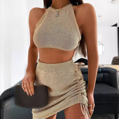 Sexy sleeveless two piece set
