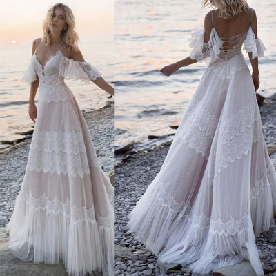 Beach Wedding Dresses Boho Bridal Gown Off Shoulder
