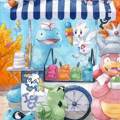 Quagsire's ice cream cart print