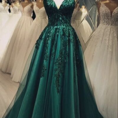 Green mother of bride/ groom dress simple lace appliques evening formal gowns prom dress