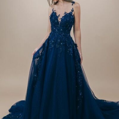 Royal blue mother of bride/ groom dress simple lace evening formal gowns prom dress