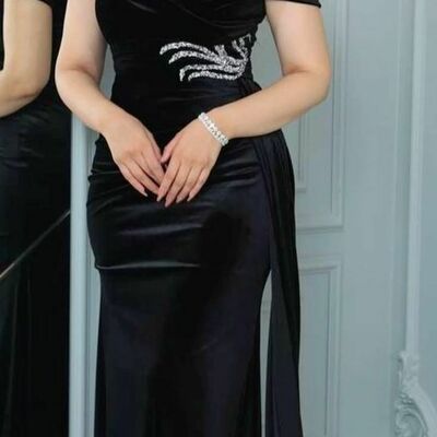 Black mother of bride/ groom dress simple beading evening formal gowns prom dress