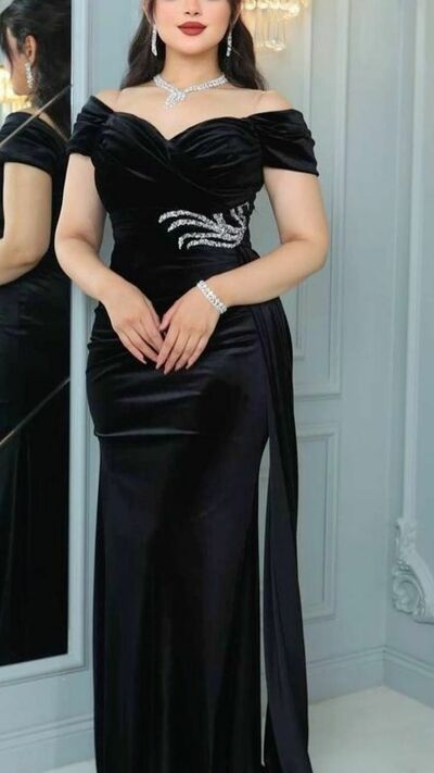 Black Mother of Bride/ Groom Dress Simple Beading Evening Formal Gowns Prom Dress