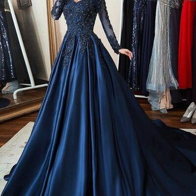 Royal blue mother of bride/ groom dress simple lace evening formal gowns prom dress