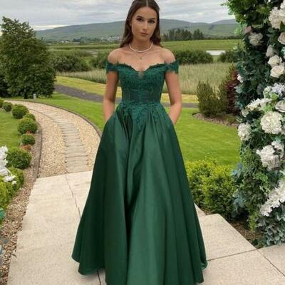 Green mother of bride/ groom dress simple lace evening formal gowns prom dress
