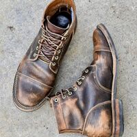 Handmade New Edition Natural Tone Vintage Look Lace Up Style Biker Boot - Thumbnail 1