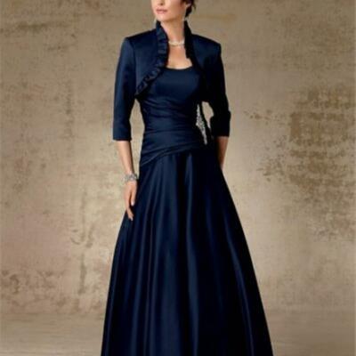 Navy blue mother of bride/ groom dress simple evening formal gowns prom dress
