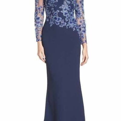 Simple blue mother of bride/ groom dress lace evening formal gowns prom dress