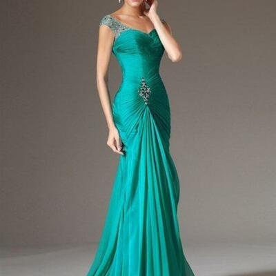 Simple blue mother of bride/ groom dress beading evening formal gowns prom dress