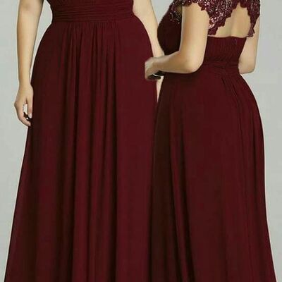 Simple burgundy wine red mother of bride/ groom dress lace evening formal gowns prom dress