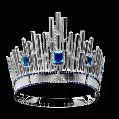 Large Crystal Crown Miss Pageant With Rhinestone Tiara Jewel for Brides