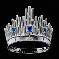 Large Crystal Crown Miss Pageant With Rhinestone Tiara Jewel for Brides - Thumbnail 1