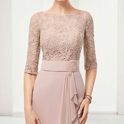 Simple mother of bride/ groom dress lace tea-length evening formal gowns prom dress