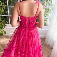  A-Line/Princess Spaghetti Straps Long Prom Floral Dresses Prom Dress - Thumbnail 1