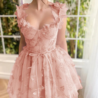 Aline Short Tulle Prom Dress with 3D Butterflies - Thumbnail 1