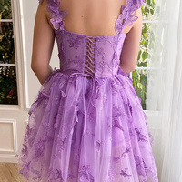 Aline Short Tulle Prom Dress with 3D Butterflies - Thumbnail 4