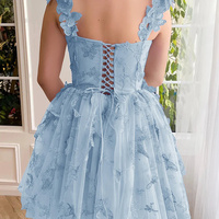 Aline Short Tulle Prom Dress with 3D Butterflies - Thumbnail 5