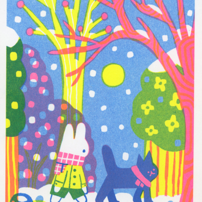 🔴 sold "winter walk" by odd rabbits (marlowe pody) -framed-