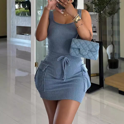 Casual Tight Fitting Two Piece Sleeveless Vest Set