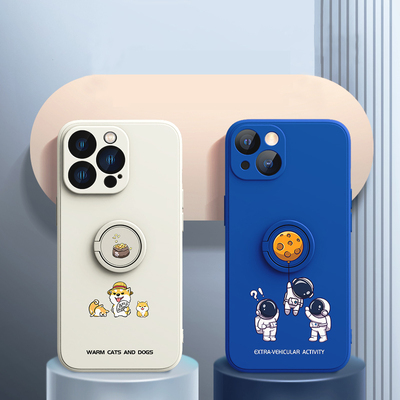 Cartoon Silicone iPhone 16 15 14 Case With Ring IP6S05
