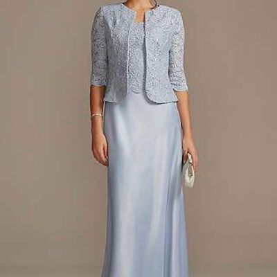 Simple mother of bride/ groom dress lace jacket evening formal gowns prom dress