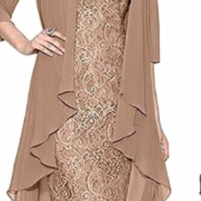 Champagne mother of bride/ groom dress lace evening formal gowns prom dress