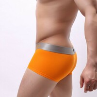 2PK Cotton blend Men's sexy lingerie low-rise pouch boxer briefs underpants underwear Orange BR1173 - Thumbnail 3