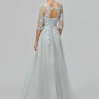 Light Grey Mother of Bride/ Groom Dress Lace Evening Formal Gowns Prom Dress - Thumbnail 4