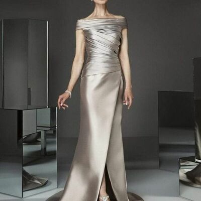 Sliver mother of bride/ groom dress simple evening formal gowns prom dress