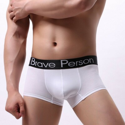 2pk cotton blend men's sexy lingerie low-rise pouch boxer briefs underpants underwear white br1173