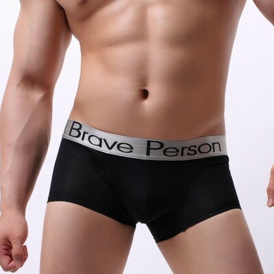 2pk brave person cotton blend men's sexy underwear low-rise pouch boxer briefs underpants black br1173