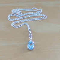 925 Blue Topaz Pendant 18" Sterling Silver Chain/Topaz Necklace/Topaz Jewellery/Topaz Jewelry/Topaz Jewelery/November Birthstone/Blue Topaz - Thumbnail 1
