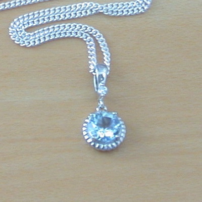 Sterling silver blue topaz gemstone pendant & chain/blue topaz necklace/blue topaz jewellery/blue topaz jewelry/topaz necklace/november birthstone/uk