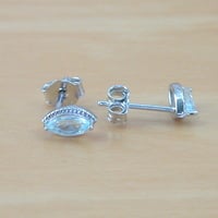 Sterling Silver Blue Topaz Marquise Stud Earrings/Topaz Earrings/Topaz Studs/Topaz Jewellery/Topaz Jewelry/Gemstone Earrings/November birthstone/UK - Thumbnail 1