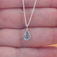 Sterling Silver Blue Topaz Teardrop Pendant & Chain/Blue Topaz Necklace/Topaz Jewellery/Topaz Jewelry/November birthstone/Gemstone Necklace/UK - Thumbnail 2