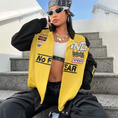 "no fear" racing bomber jacket