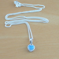 Sterling Silver Blue Opal Heart Pendant & Chain/Blue Opal Necklace/Blue Opal Jewellery/Blue Opal Jewelry/Opal Necklace/UK - Thumbnail 1