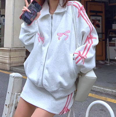 *Free Shipping*COQUETTE BOWS SIDE-STRIPE TRACK SUIT  